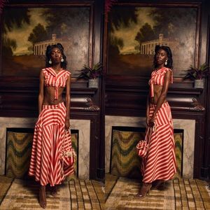 House of Aama Azaka Full Skirt Cabana Stripe size 12 NEW! New with tags!